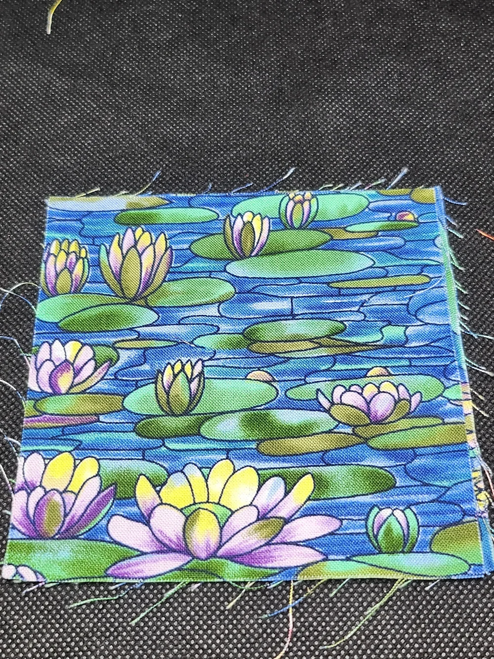 7 Blue Water Lily 4.50 inch precut cotton fabric squares